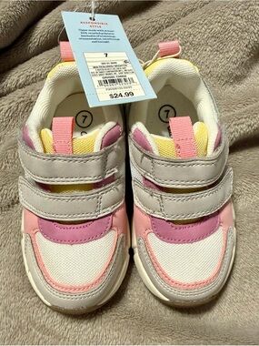 Cat & Jack Pink, White & Yellow Girls' Velcro Sneakers